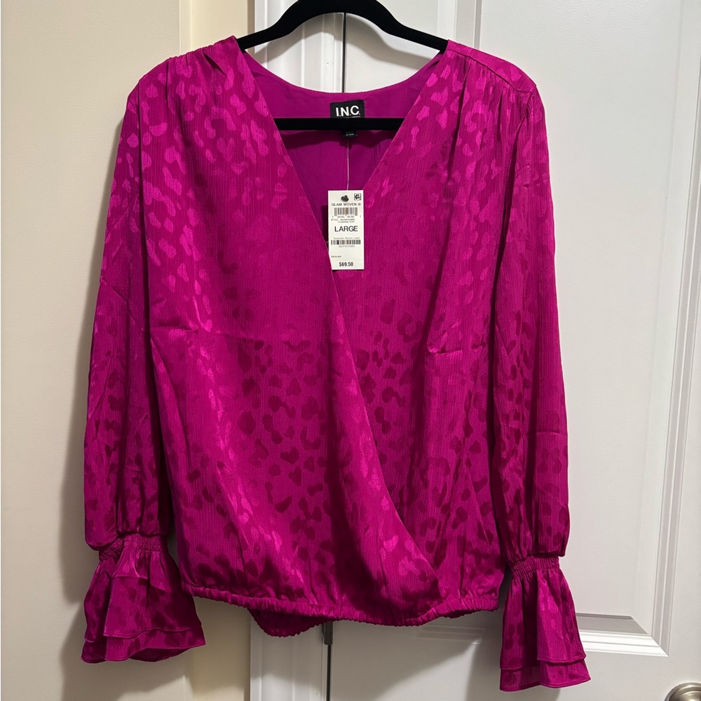 Pretty in Pink!  International concepts Inc. blouse with ruffle sleeves